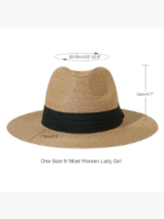 Wide Brim Straw Panama Roll up Fedora Beach Sun Hat UPF50+ main image 4